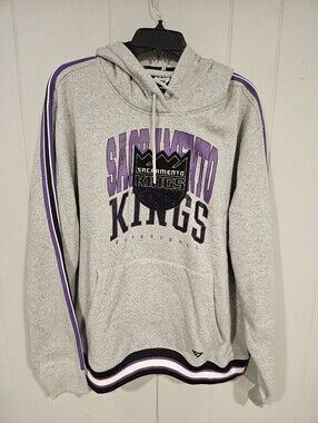 Game 7 Mens Large Gray Hoodie Sacramento Kings NBA Embroidered Taped Sleeves NWT
